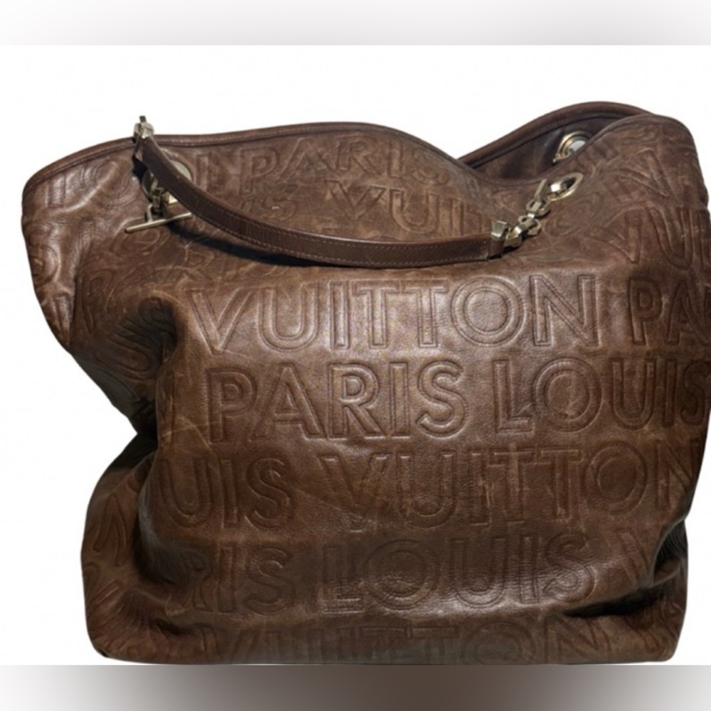 Louis Vuitton Dark Brown Embossed Shoulder Bag - Picture 5 of 10